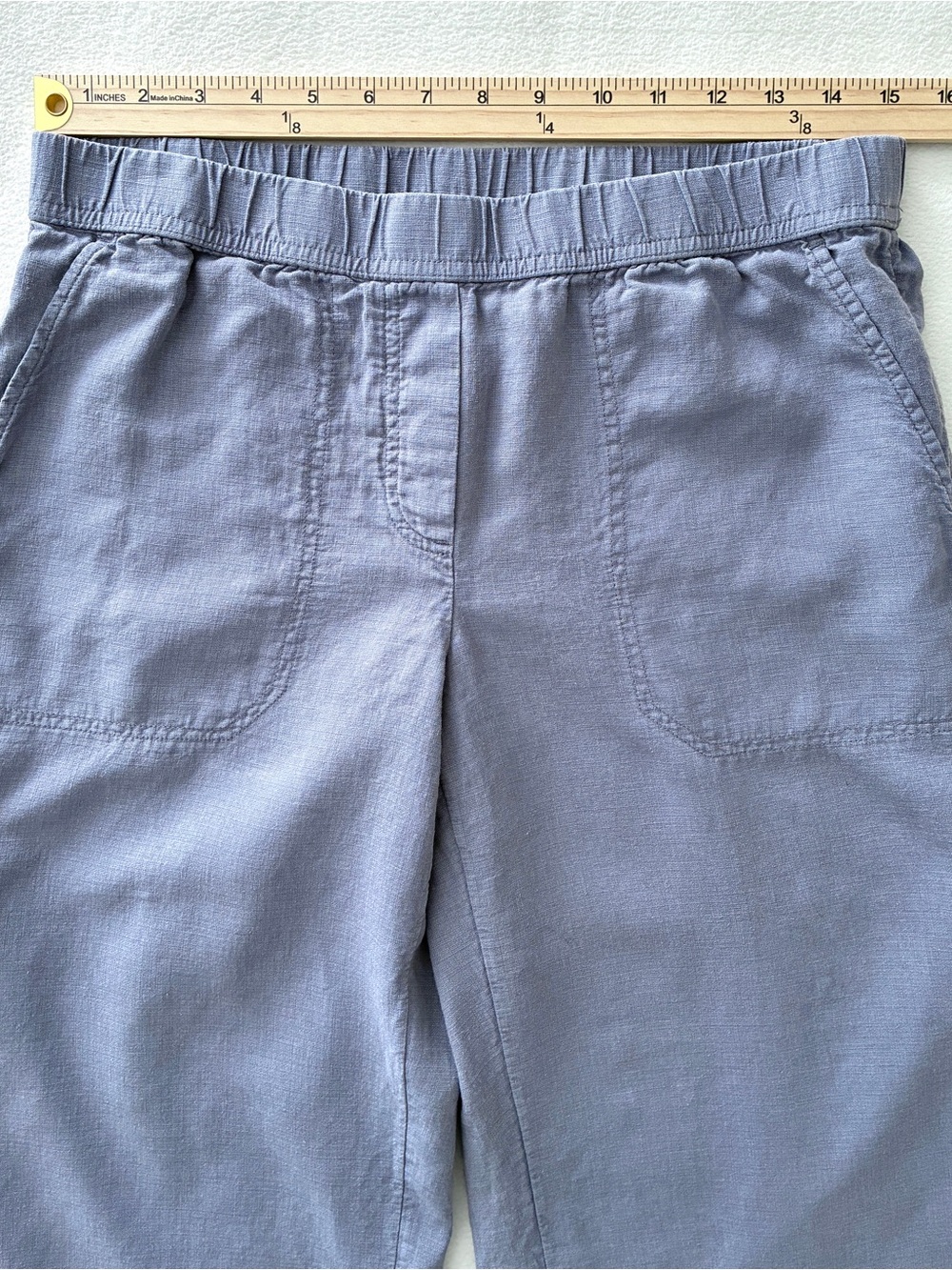 J. Jill Linen Blend Wide Leg Cropped Pants S Petite Gray Pull On Coastal Resort - Picture 9 of 15